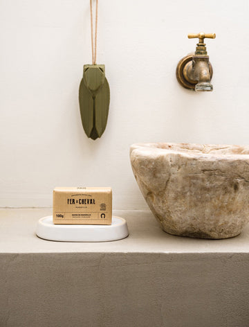 La Cigale hanging in a bathroom