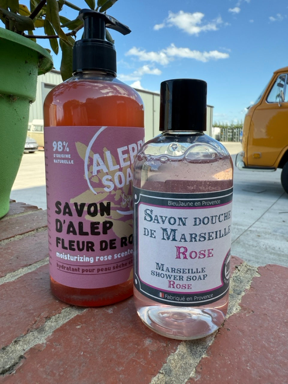Two bottles of Marseille Liquid Soap