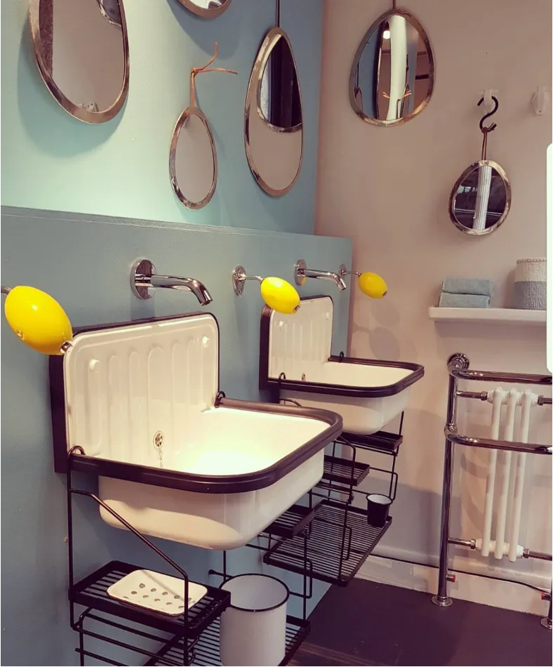 bathroom with rotating wall arm soaps