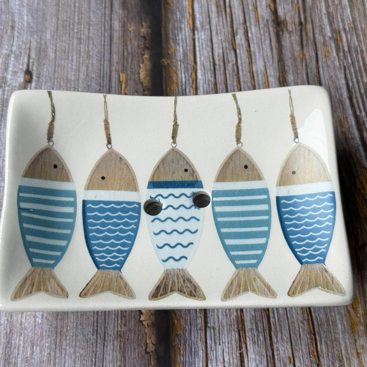 'Fishes' Rectangle Ceramic Soap Dish