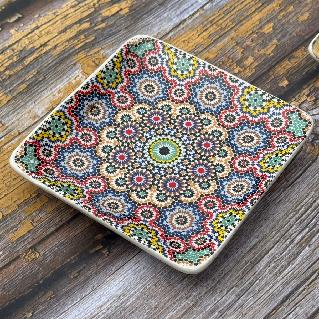 Multi-colour Mosaic Square Soap Dish-Bastide & Olivier-FrenchSoaps
