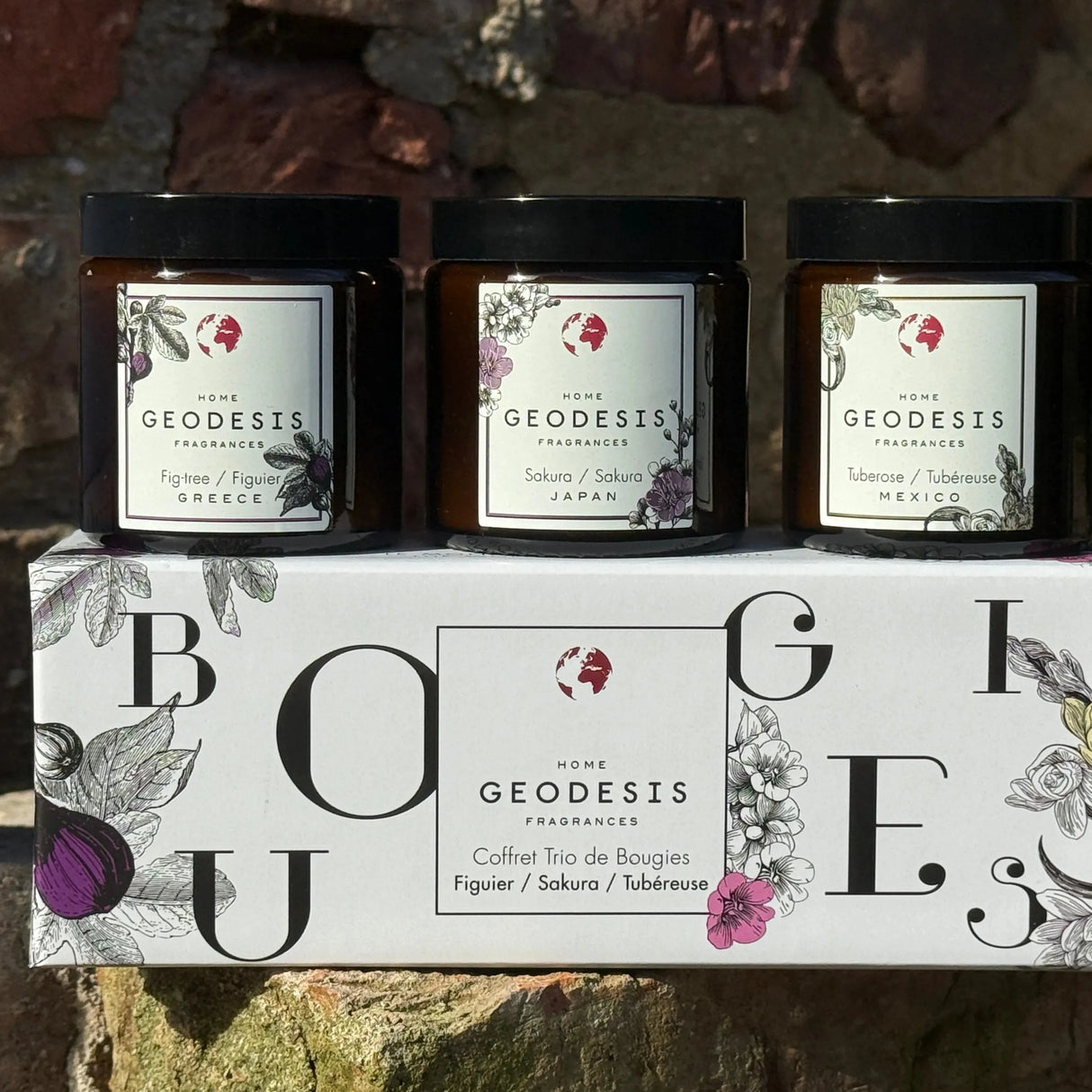 Boxed Candle Trio: Fig, Tuberose, Sakura-GEODESIS-FrenchSoaps