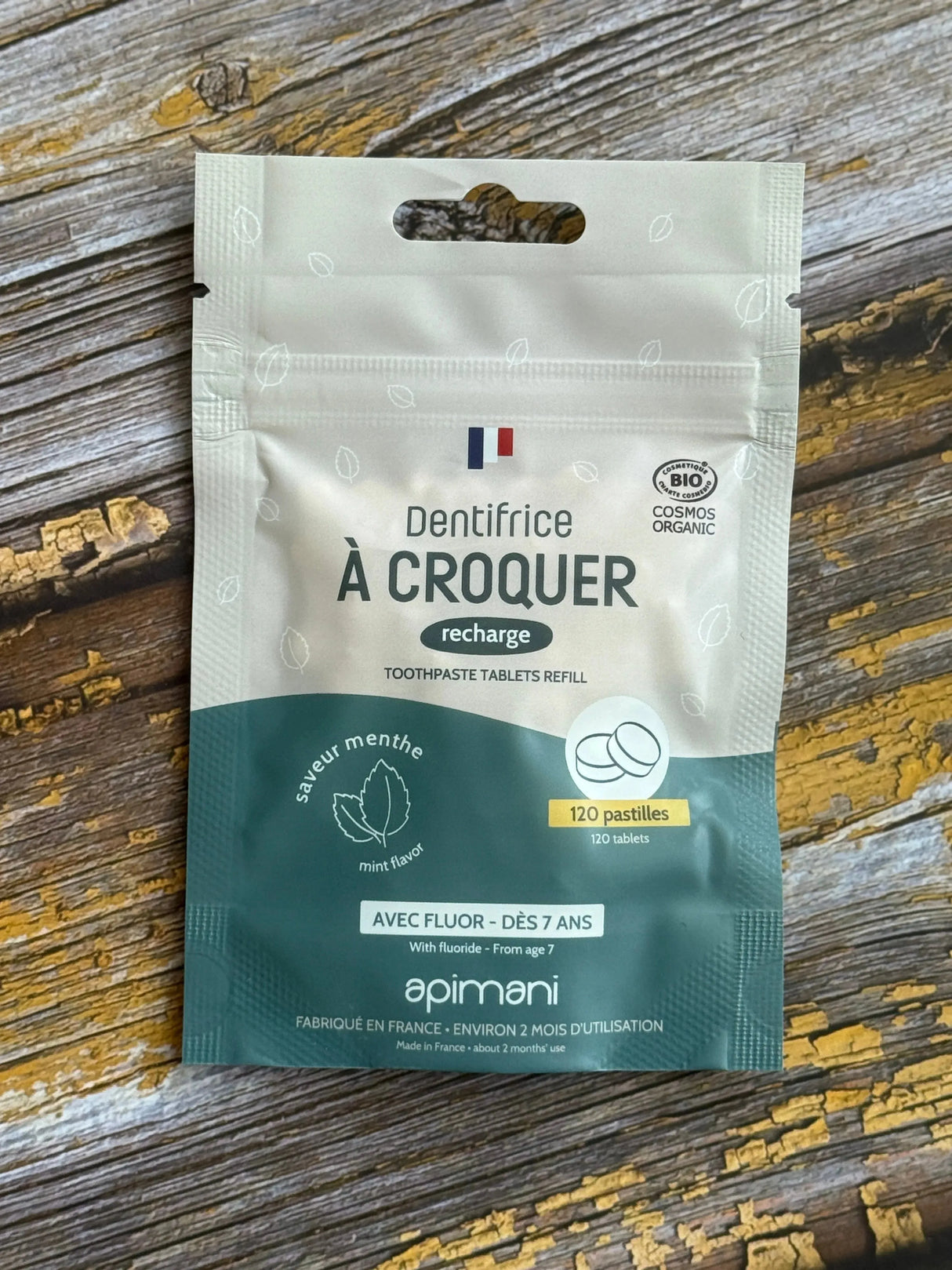 Organic Toothpaste Tablets with Flouride | Mint | 120 Refill Pouch