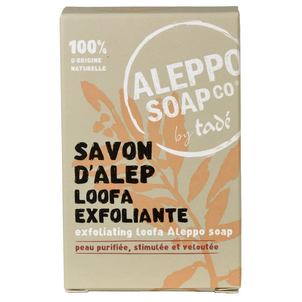 TADÉ PAYS DU LEVANT Aleppo Soap with Natural Loofah Fibres – Exfoliating Olive & Bay Oil Bar |100 g French Soaps UK