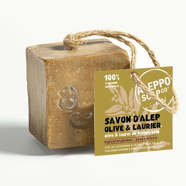 TADÉ PAYS DU LEVANT Aleppo Soap with Olive & Laurel Oils, on a Rope | for Normal Skin | 170g French Soaps UK