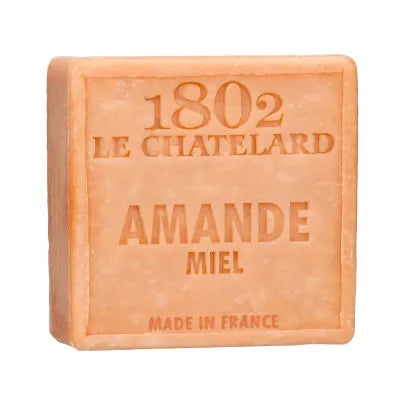LE CHATELARD 1802 Almond & Honey (Miel) Marseille Soap, 72% Coconut, Olive and Almond Oil, 100g | PALM FREE French Soaps UK