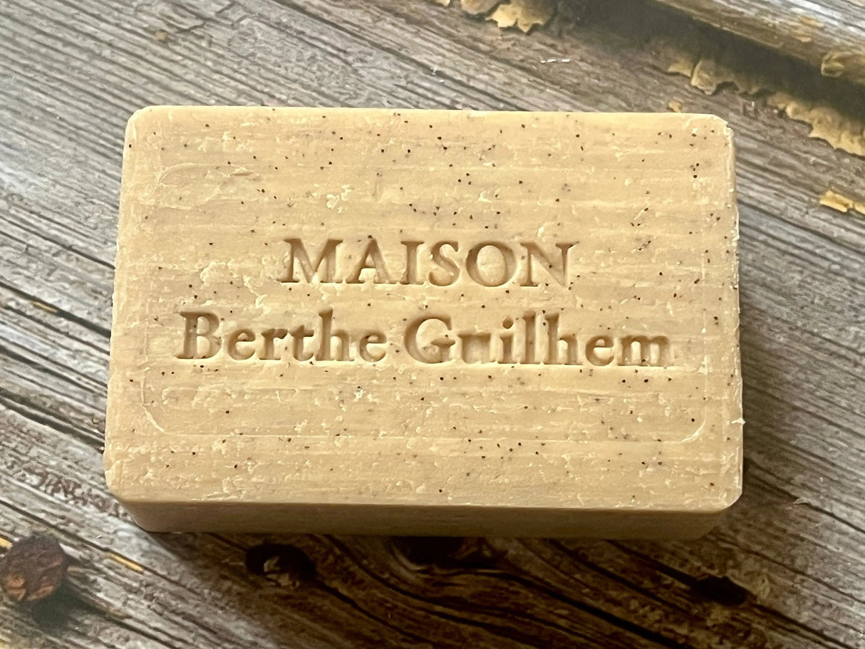 MAISON BERTHE GUILHEM Apricot Kernel (Exfoliating, Gommant) with Apricot & Palmarosa Oils | Organic Alpine Goat's Milk | 100g French Soaps UK