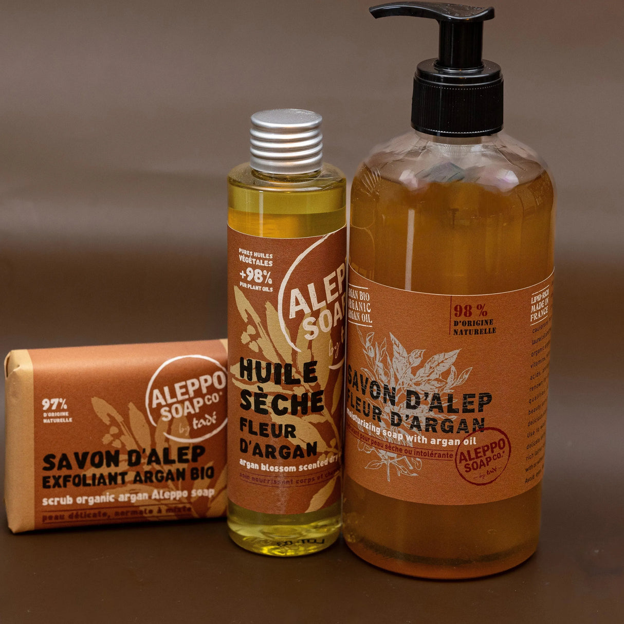 TADÉ PAYS DU LEVANT Argan Flower Aleppo Liquid Soap, 12% Laurel Oil enriched with Argan Oil, for Normal, Delicate or Fragile Skin | 500ml French Soaps UK