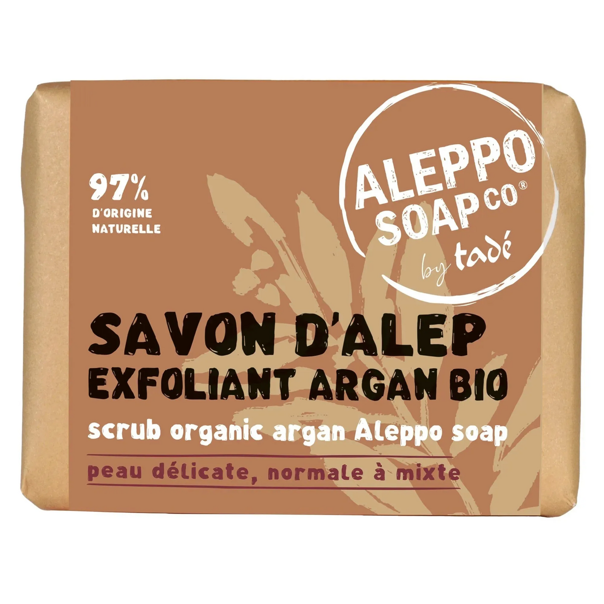 TADÉ PAYS DU LEVANT Argan Flower Exfoliating Aleppo Soap with Argan Oil and Apricot Powder | 100g French Soaps UK