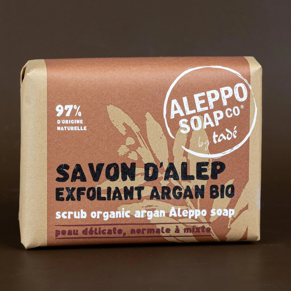 TADÉ PAYS DU LEVANT Argan Flower Exfoliating Aleppo Soap with Argan Oil and Apricot Powder | 100g French Soaps UK