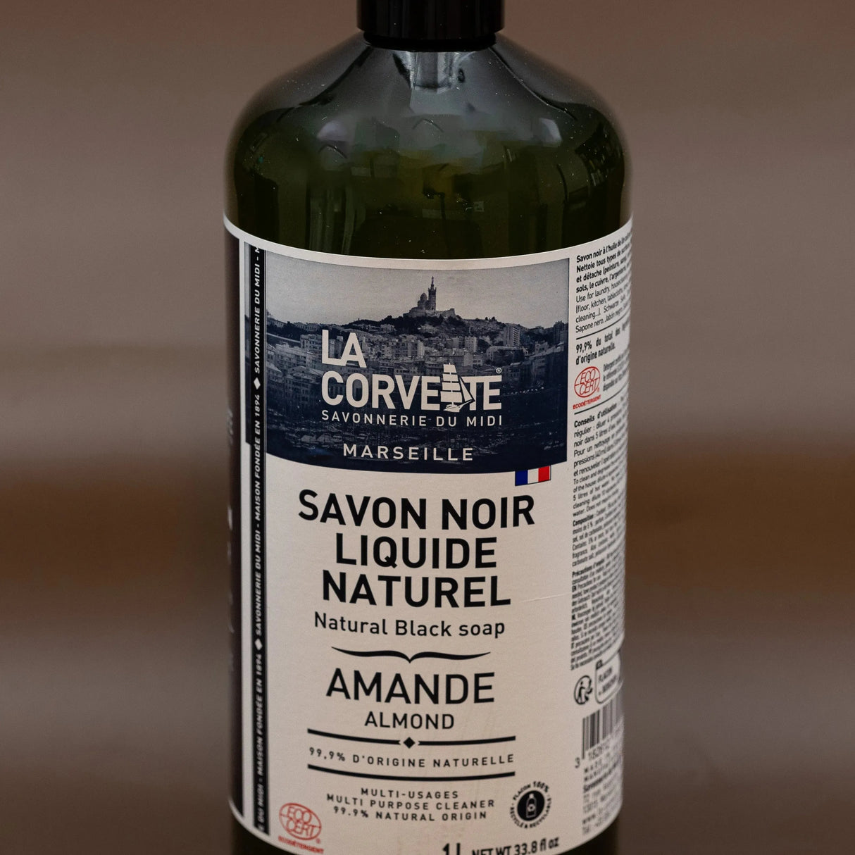 LA CORVETTE Black Liquid Soap, Almond & Linseed Oil | 1L French Soaps UK