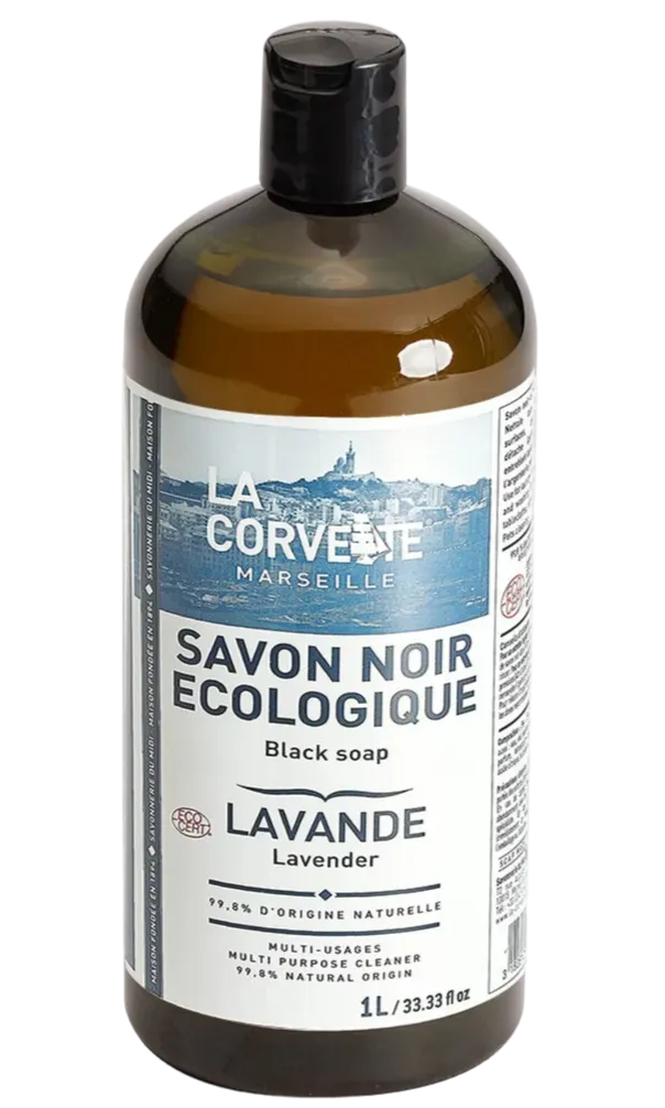 LA CORVETTE Black Liquid Soap, Lavender & Linseed Oil | 1L French Soaps UK