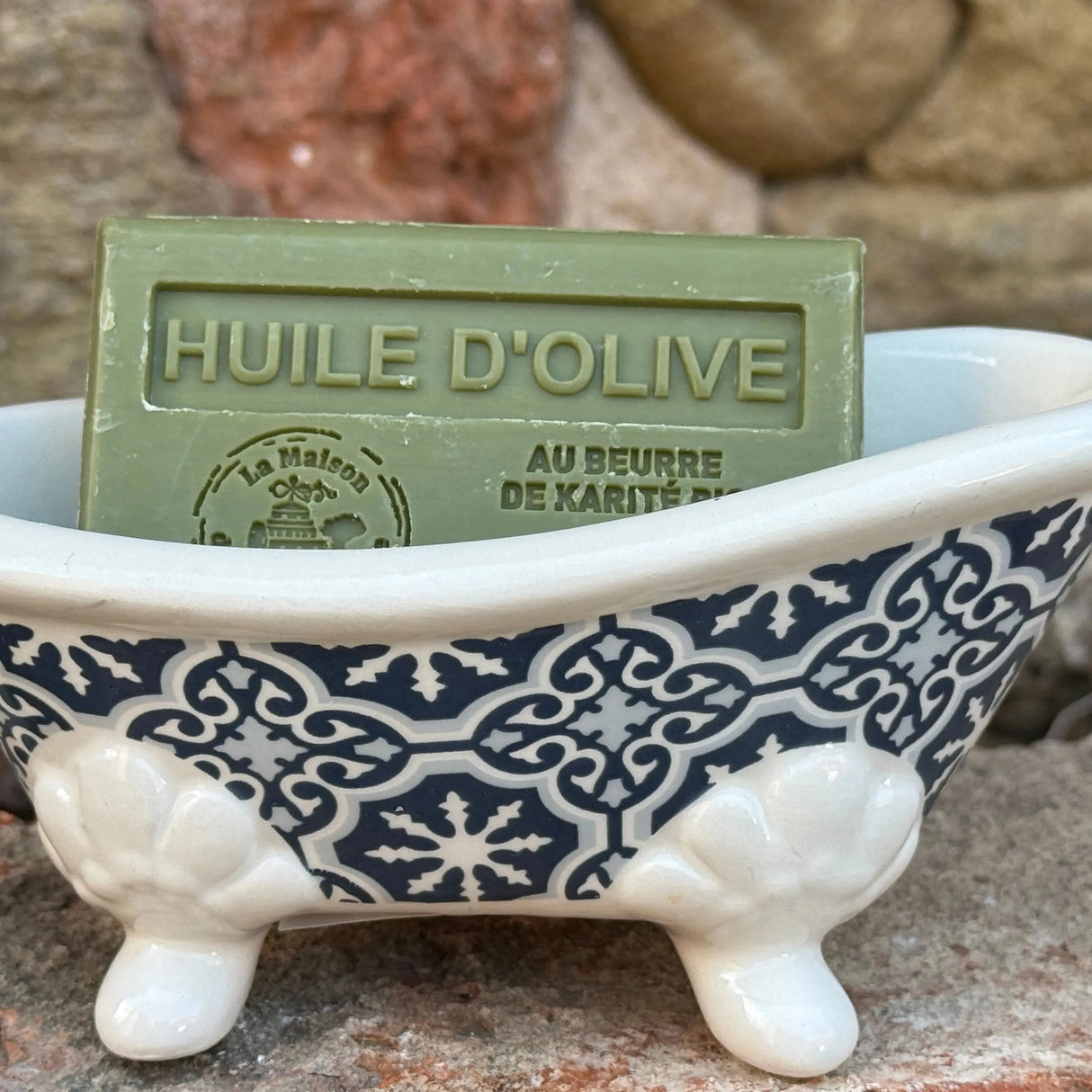 Bastide & Olivier Blue Mosaic Ceramic Bathtub Soap Dish French Soaps UK