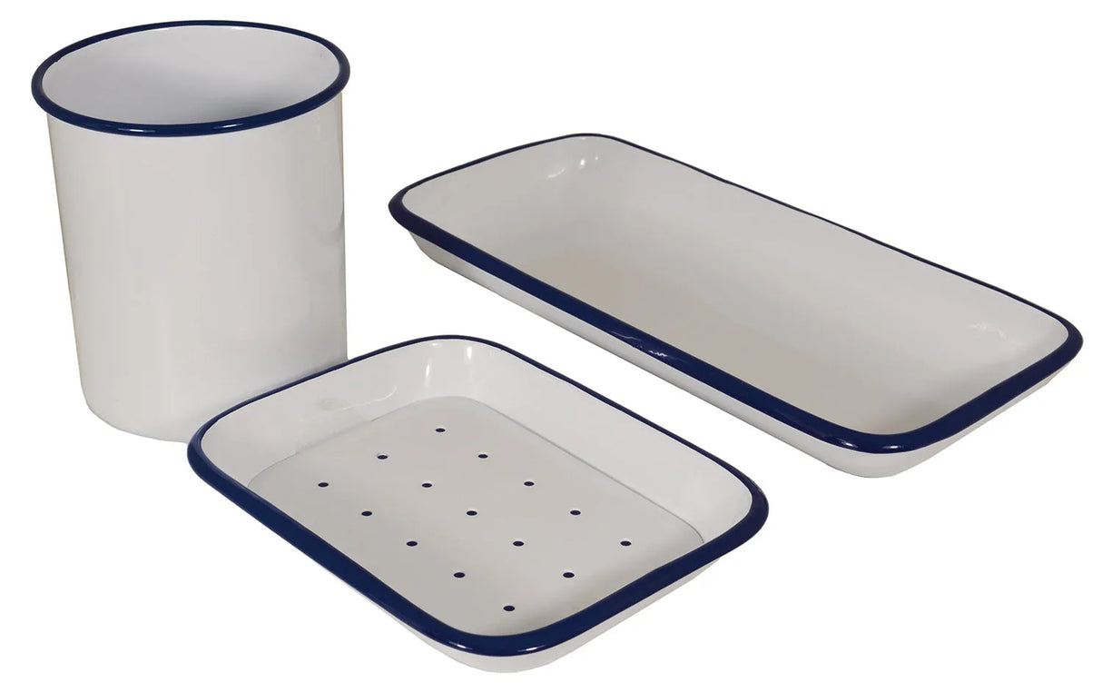 TADÉ PAYS DU LEVANT Blue & White Enamel Soap Dish - Large French Soaps UK