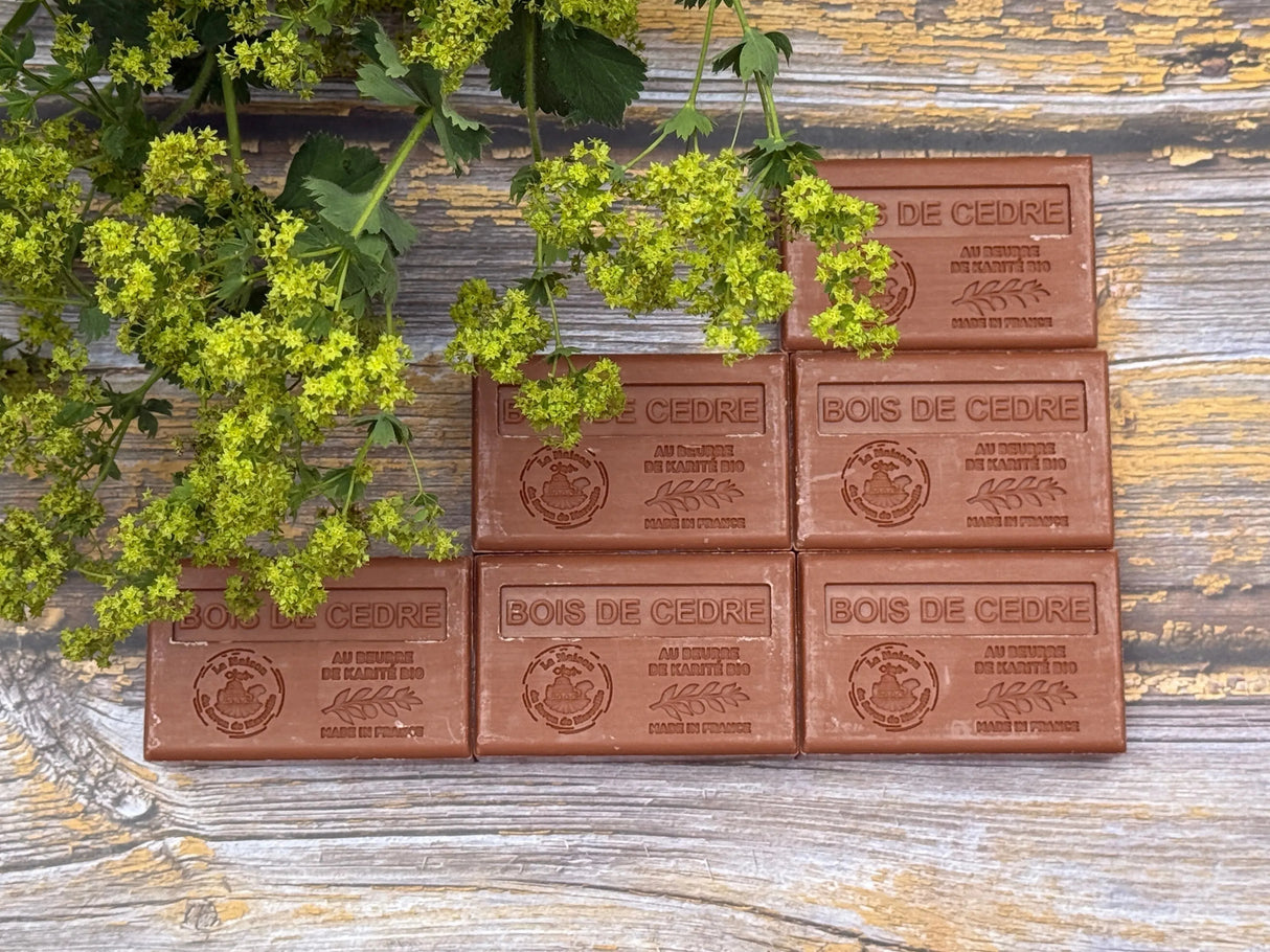 LA MAISON DU SAVON DE MARSEILLE Cedar Wood (Bois de Cedre) French Soap with organic Shea Butter 125g x 6 French Soaps UK