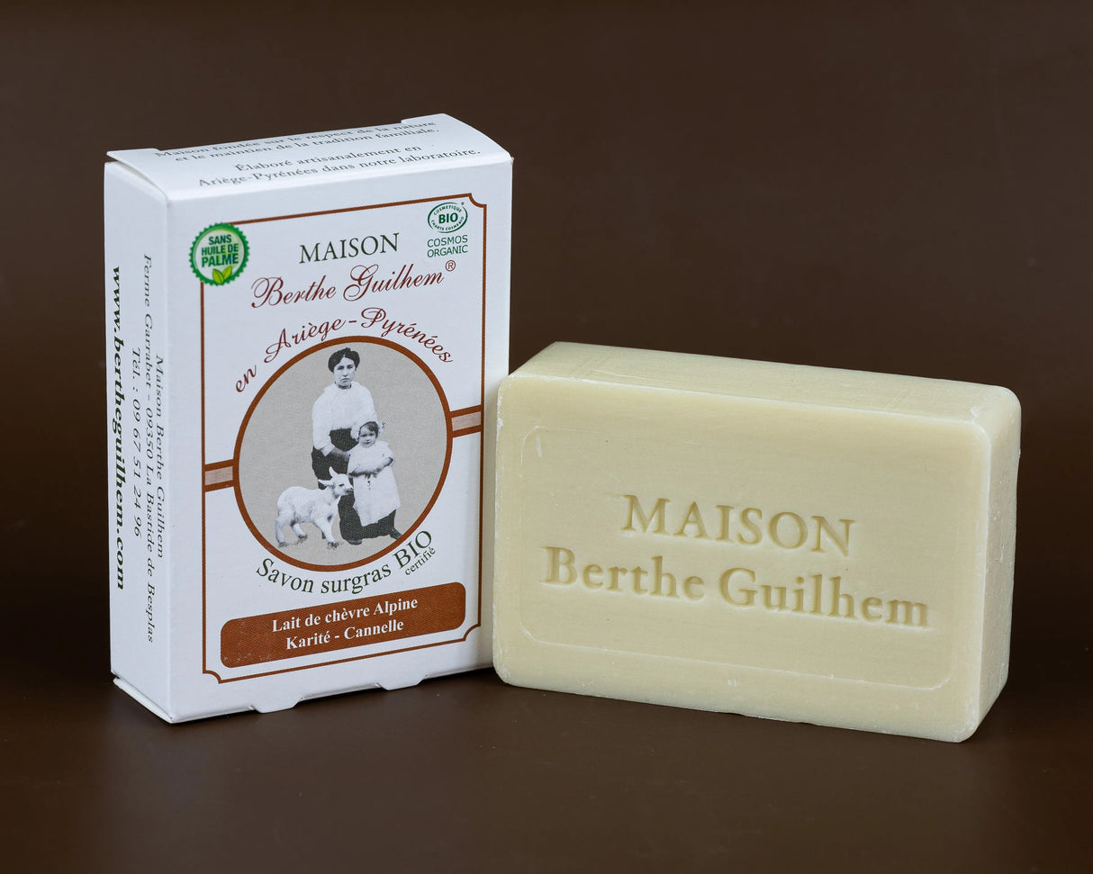 MAISON BERTHE GUILHEM Ceylon Cinnamon Oil & Shea Butter | Organic Alpine Goat's Milk | 100g French Soaps UK