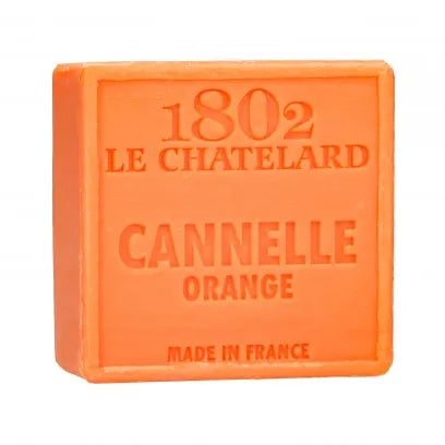 LE CHATELARD 1802 Cinnamon and Orange Marseille Soap, 72% Coconut, Olive and Almond Oil, 100g | PALM FREE French Soaps UK