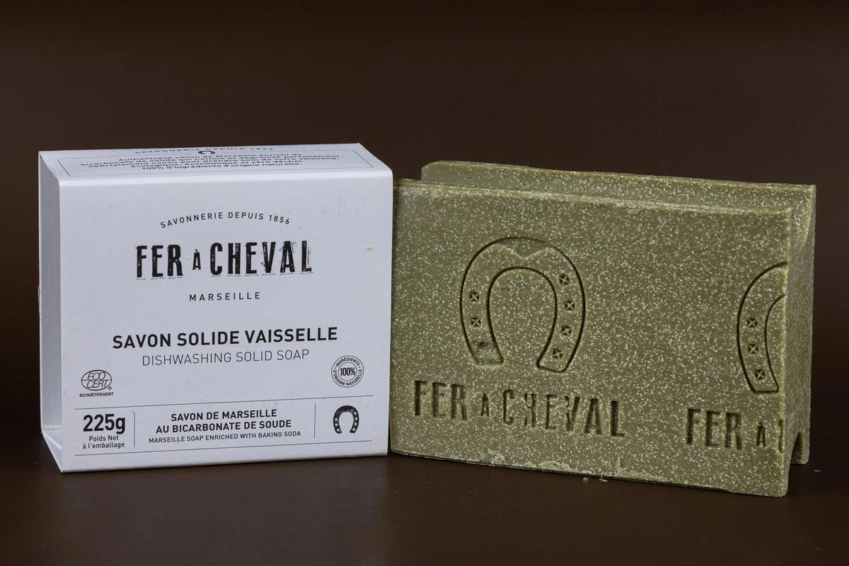 FER A CHEVAL Dishwashing Marseille Soap Bar with Baking Soda | 225g French Soaps UK