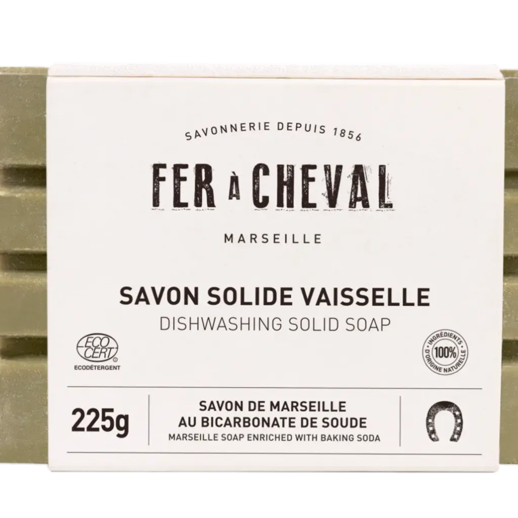 FER A CHEVAL Dishwashing Marseille Soap Bar with Baking Soda | 225g French Soaps UK