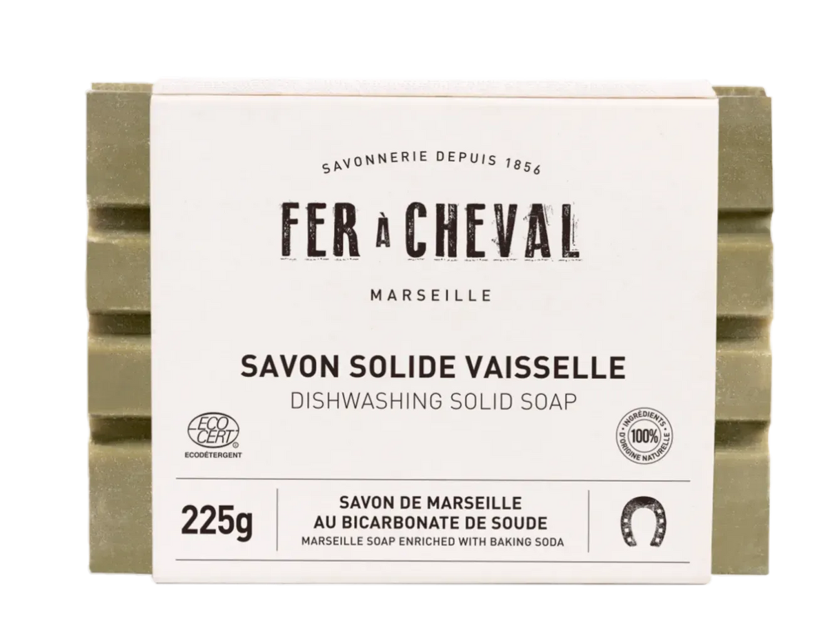FER A CHEVAL Dishwashing Marseille Soap Bar with Baking Soda | 225g French Soaps UK