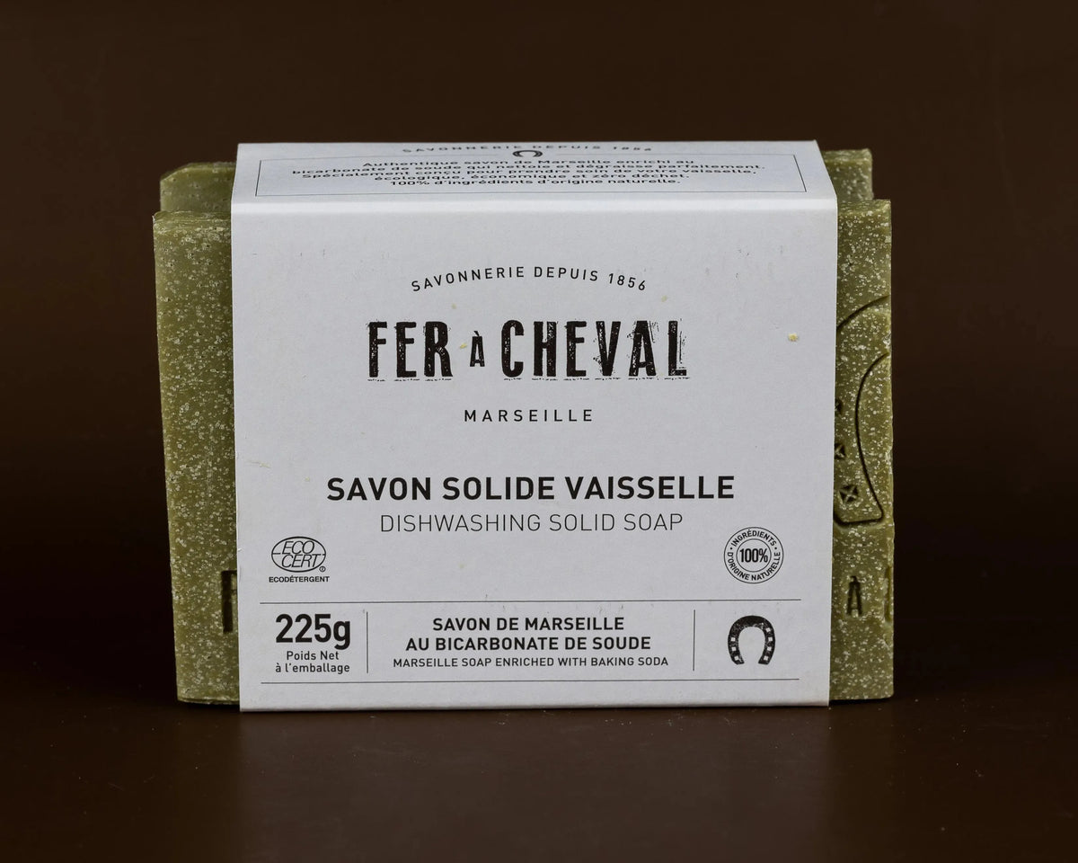 FER A CHEVAL Dishwashing Marseille Soap Bar with Baking Soda | 225g French Soaps UK