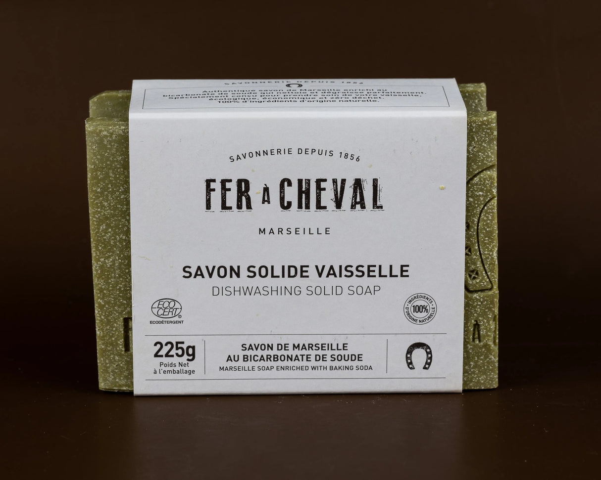 FER A CHEVAL Dishwashing Marseille Soap Bar with Baking Soda | 225g French Soaps UK