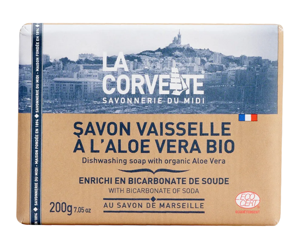 LA CORVETTE Dishwashing Soap Bar with Baking Soda & Aloe Vera | 200g French Soaps UK
