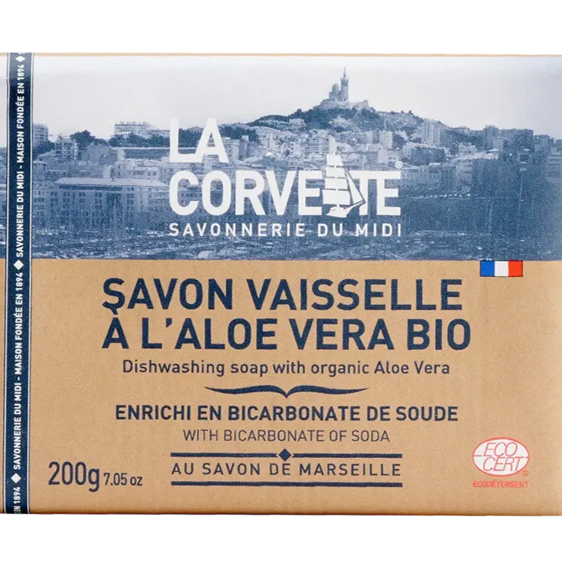 LA CORVETTE Dishwashing Soap Bar with Baking Soda & Aloe Vera | 200g French Soaps UK