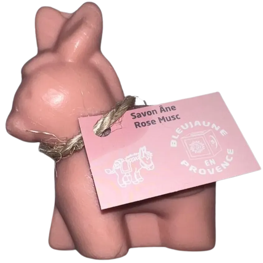 BLEU JAUNE Donkey Shaped Soap, Rose Fragrance, enriched Organic Shea Butter | 150g French Soaps UK