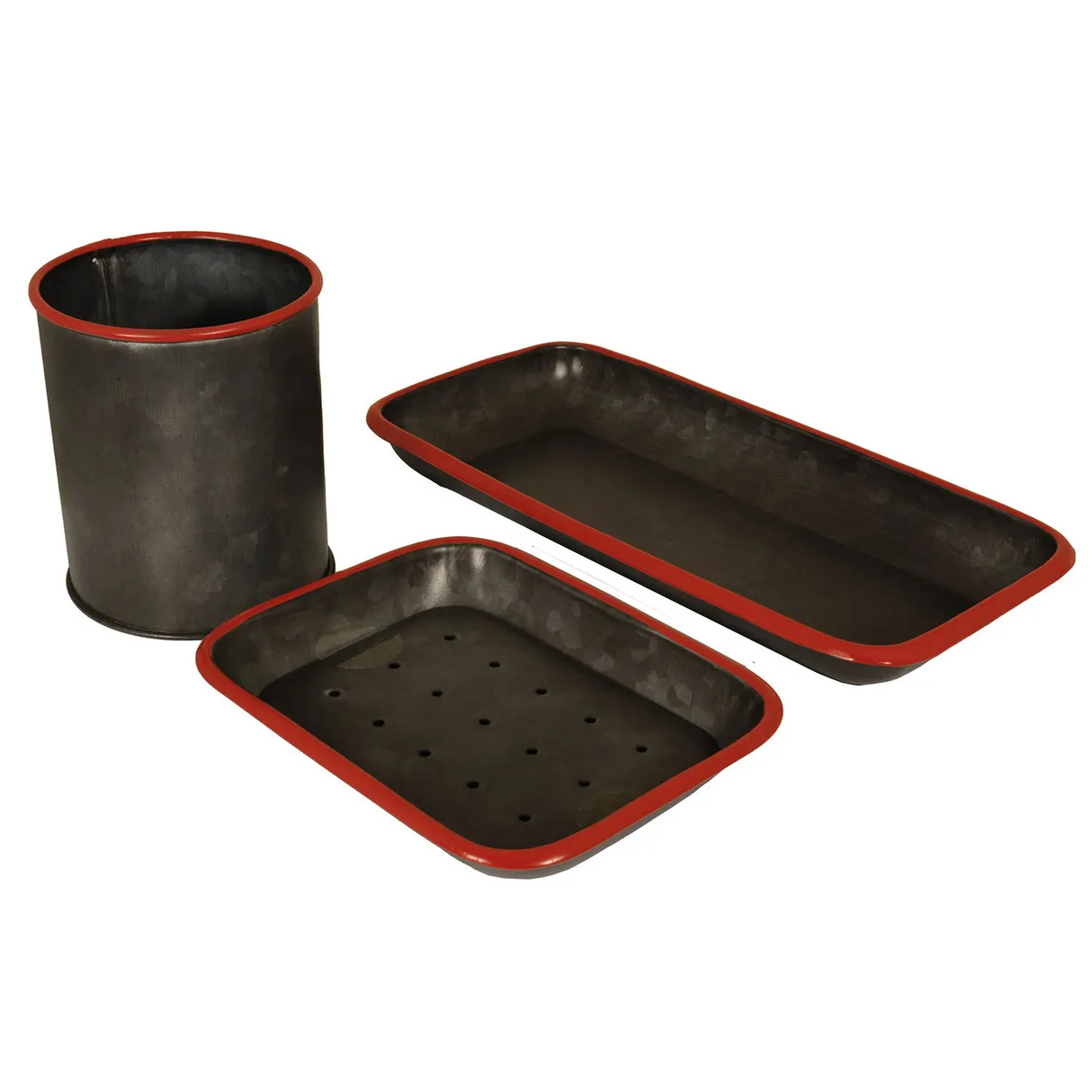 TADÉ PAYS DU LEVANT Graphite & Red Enamel Soap Dish - Large French Soaps UK