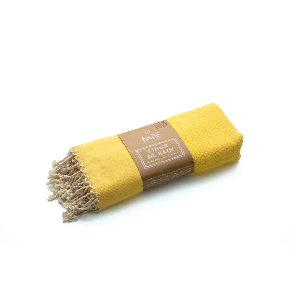 TADÉ PAYS DU LEVANT Hammam Towel, Organic Cotton, Yellow French Soaps UK