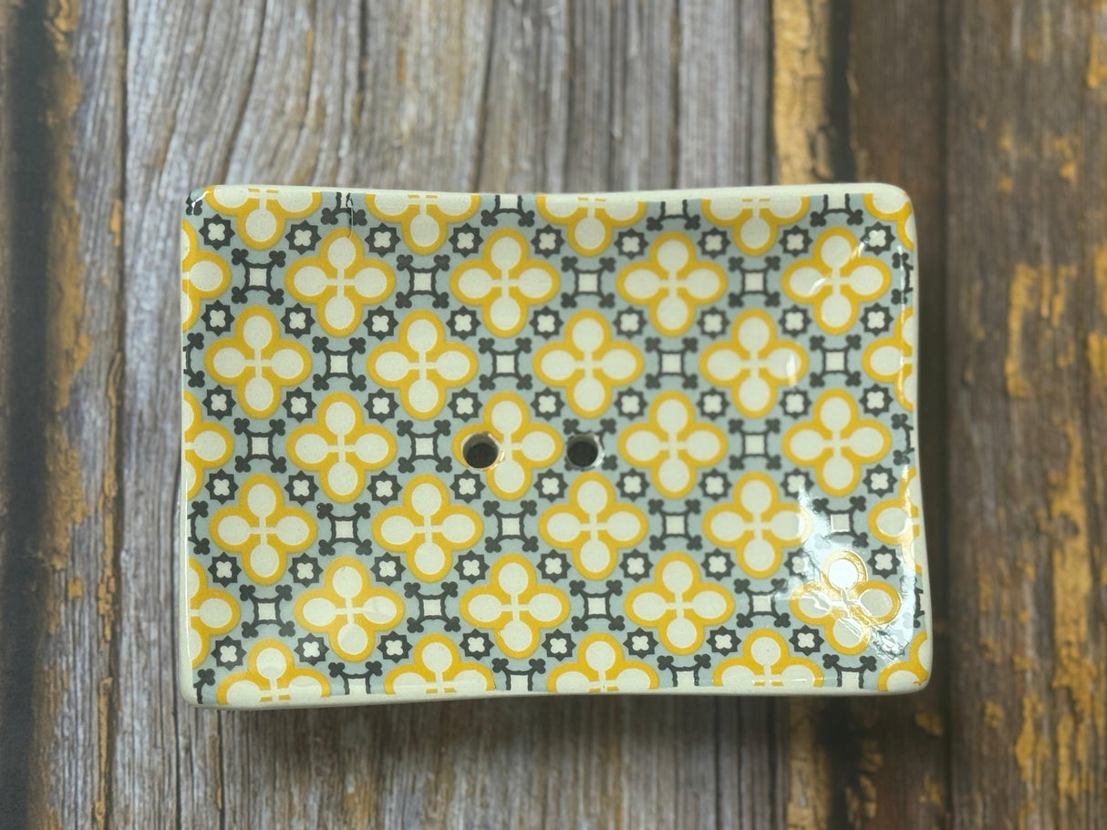 Blue & Yellow Mosaic - Ceramic Soap Dish