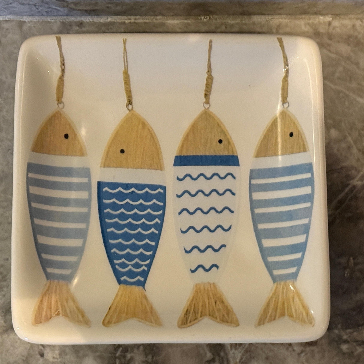 'Fishes' Square Ceramic Soap Dish