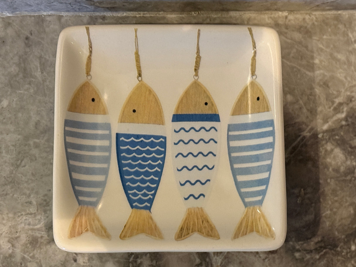 'Fishes' Mosaic Square - Ceramic Soap Dish
