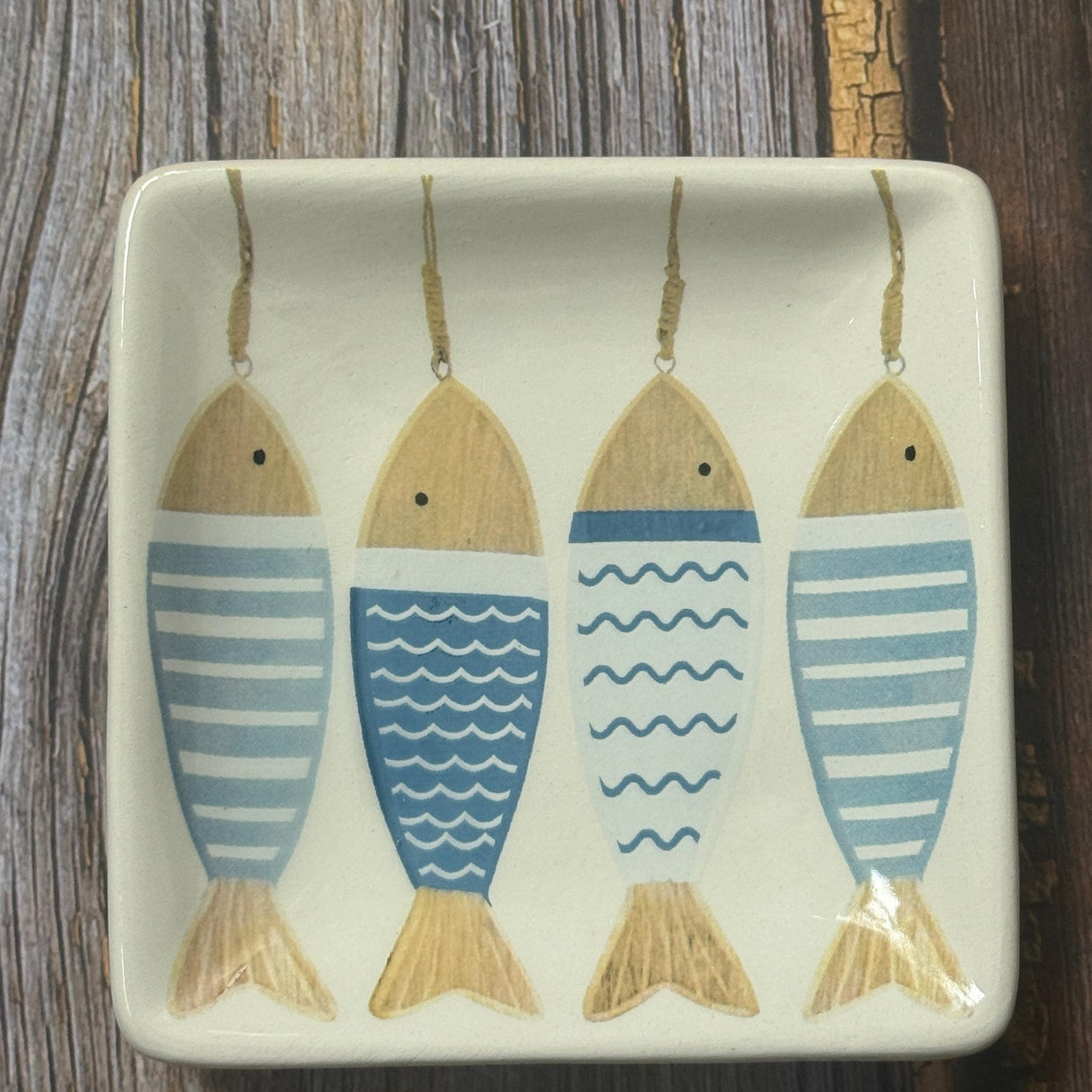 'Fishes' Square Ceramic Soap Dish
