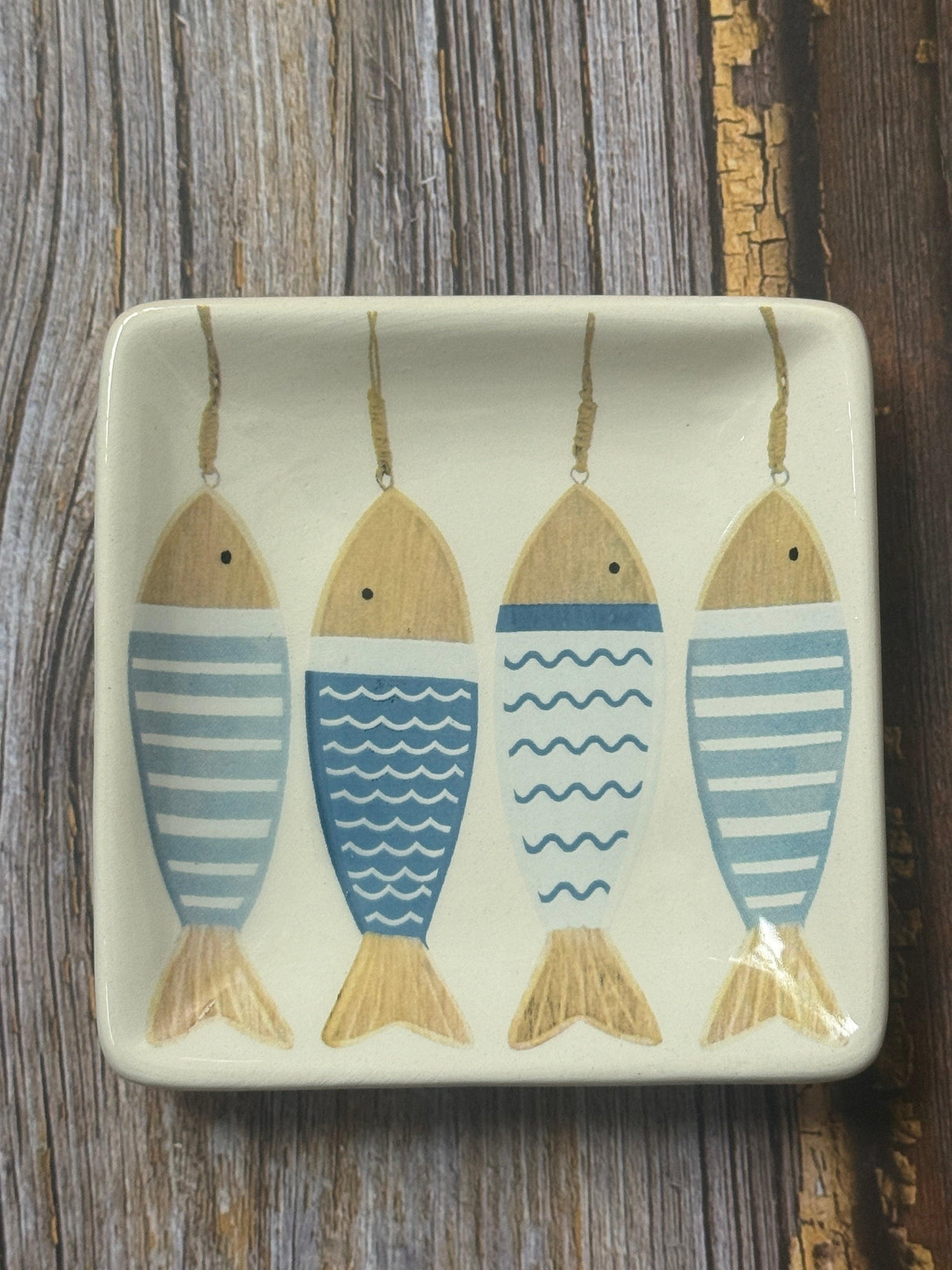 'Fishes' Square Ceramic Soap Dish