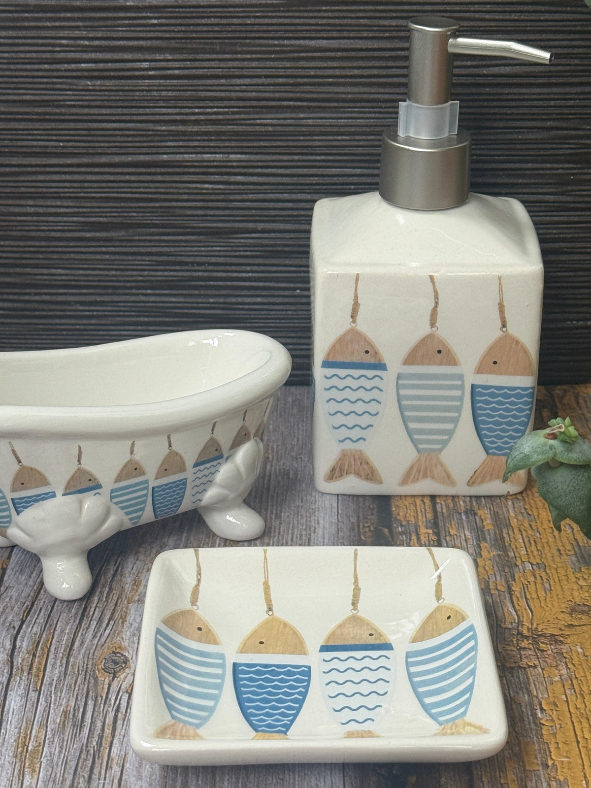 'Fishes' Square Ceramic Soap Dish