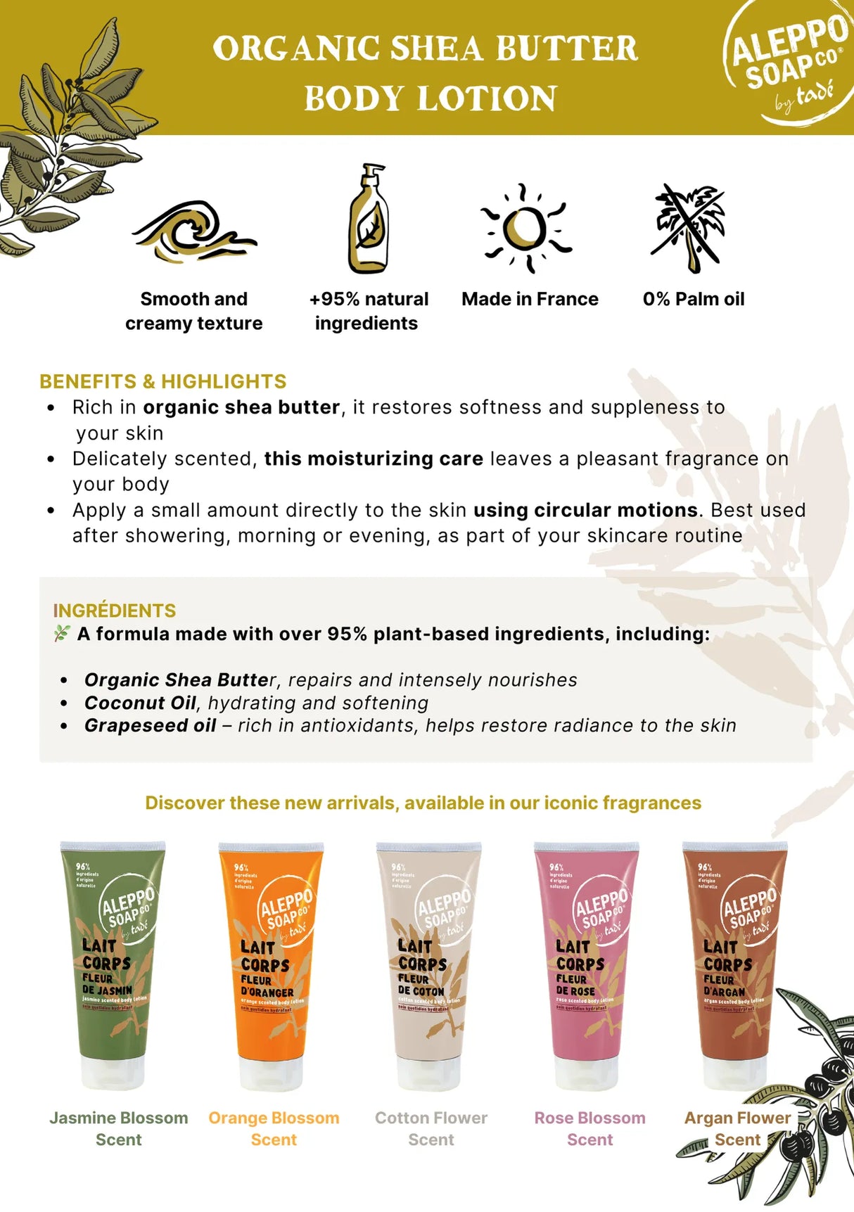 TADÉ PAYS DU LEVANT Argan Flower Body Lotion with Shea Butter | 200ml French Soaps UK