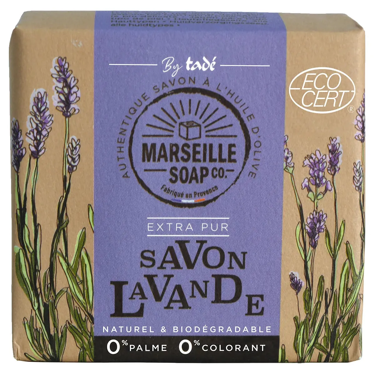 TADÉ PAYS DU LEVANT Lavender Marseille Soap with Olive Oil | 100g French Soaps UK