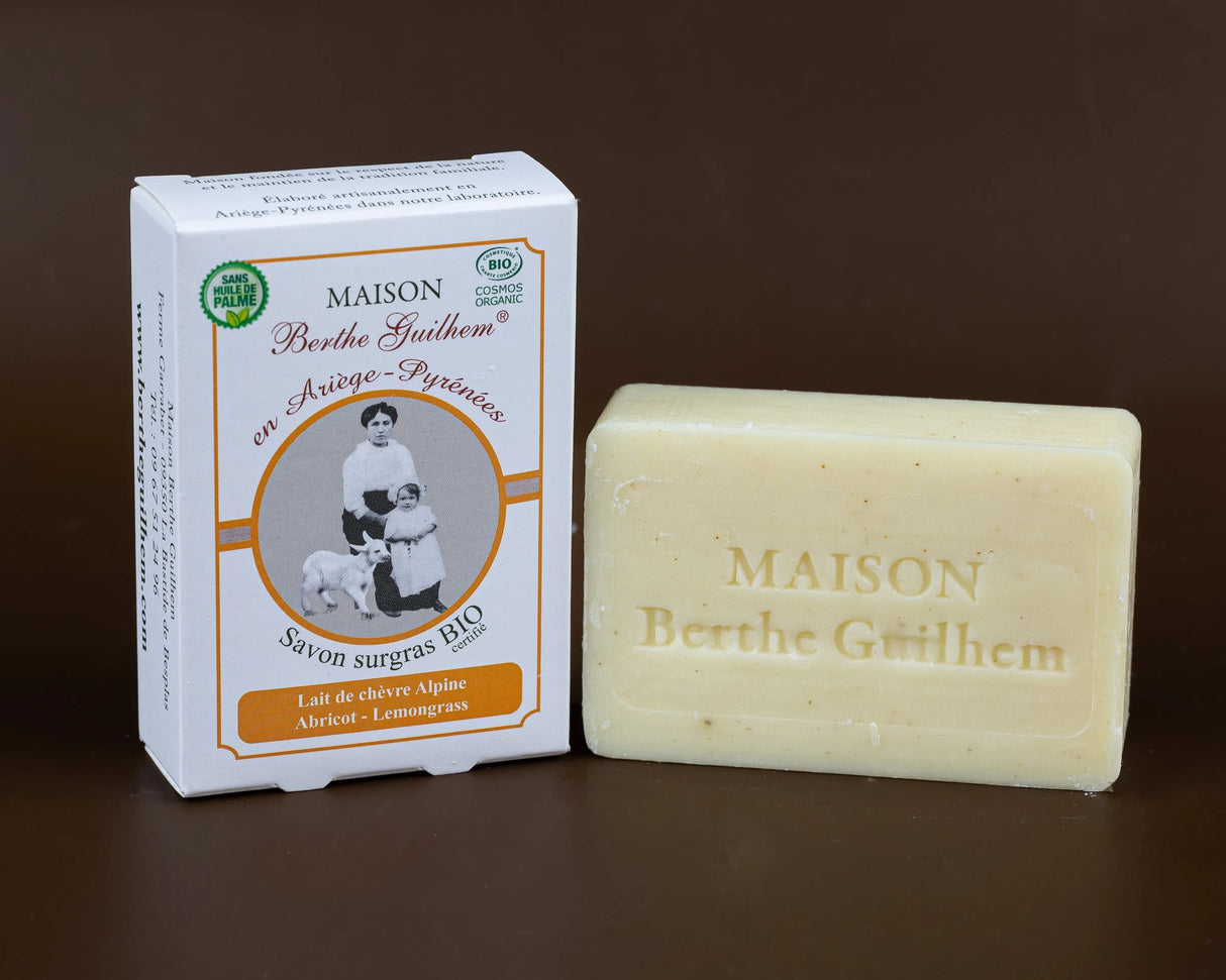 MAISON BERTHE GUILHEM Lemongrass & Apricot Oils | Organic Alpine Goat's Milk | 100g French Soaps UK