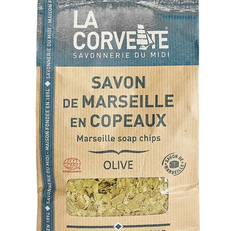 LA CORVETTE Marseille Soap Flakes for Laundry, Olive | 750g French Soaps UK