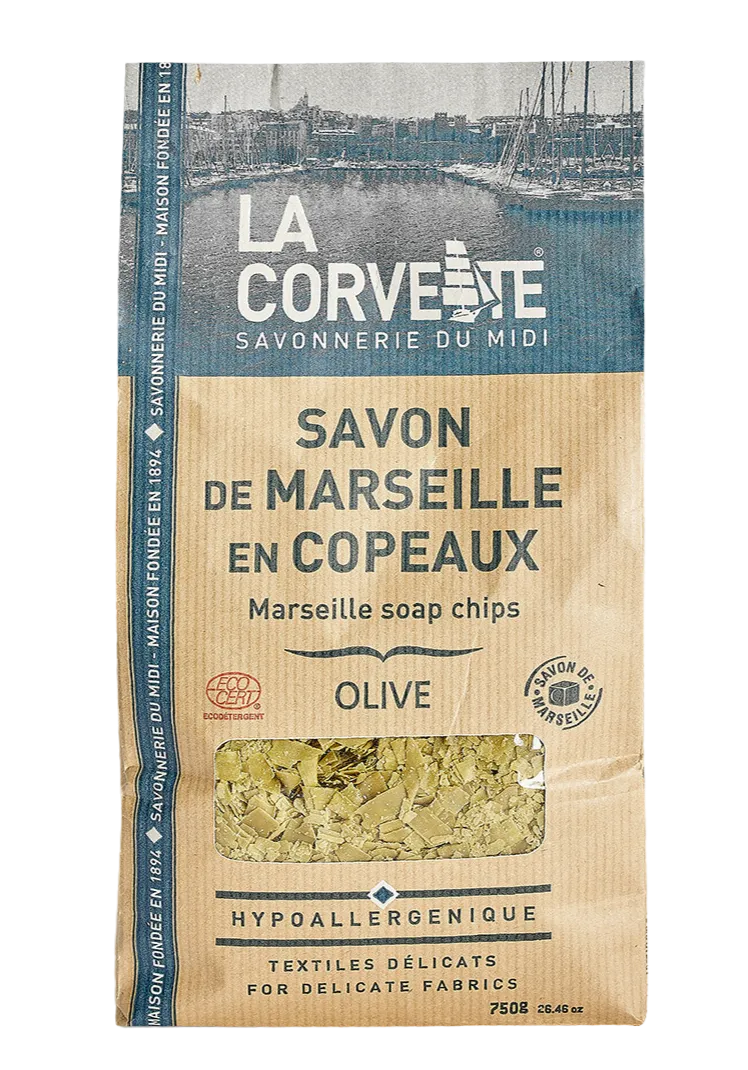 LA CORVETTE Marseille Soap Flakes for Laundry, Olive | 750g French Soaps UK