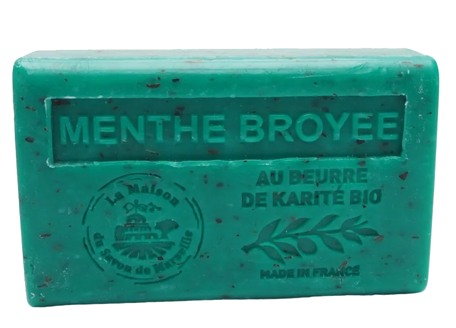 La Maison du Savon de Marseille Mint Exfoliating Soap with organic Shea Butter 125g French Soaps UK