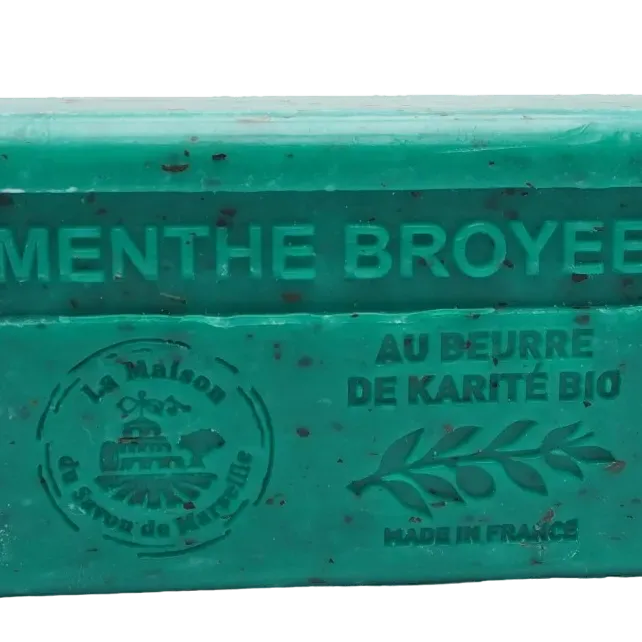 La Maison du Savon de Marseille Mint Exfoliating Soap with organic Shea Butter 125g French Soaps UK