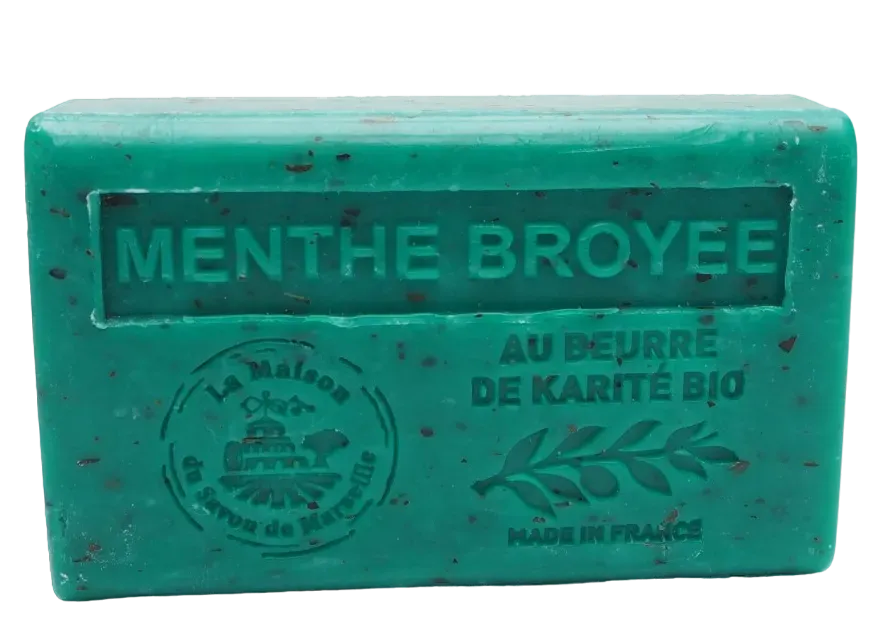 La Maison du Savon de Marseille Mint Exfoliating Soap with organic Shea Butter 125g French Soaps UK