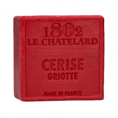 LE CHATELARD 1802 Morello Cherry Marseille Soap 72% Coconut, Olive and Almond Oil, 100g | PALM FREE French Soaps UK