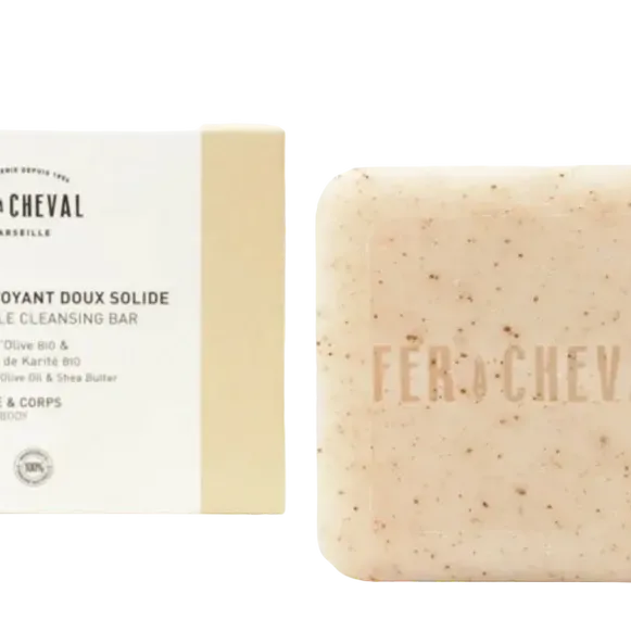 FER A CHEVAL Natural Cleansing Bar for Face & Body, Olive Oil & Shea Butter French Soaps UK