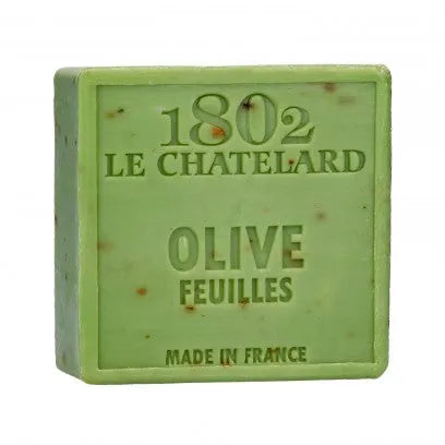 LE CHATELARD 1802 Olive Leaf Exfoliating Marseille Soap, 72% Coconut, Olive and Almond Oil, 100g | PALM FREE French Soaps UK