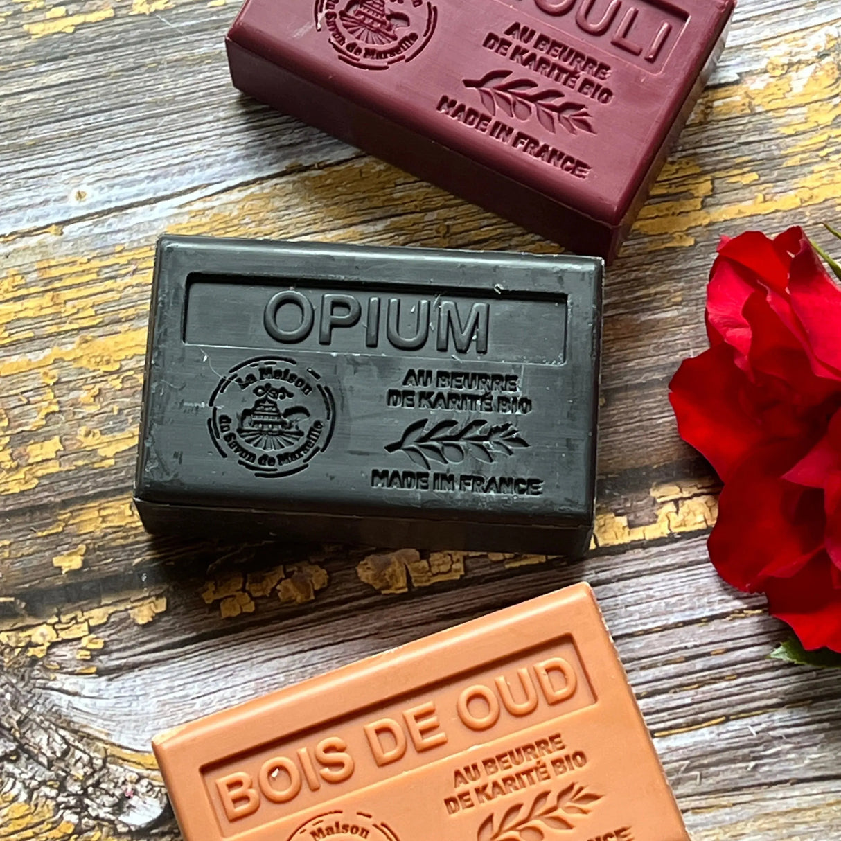 LA MAISON DU SAVON DE MARSEILLE Patchouli, Oud & Opium | Fragranced Marseille Soap with Shea Butter | 3 x 125g French Soaps UK
