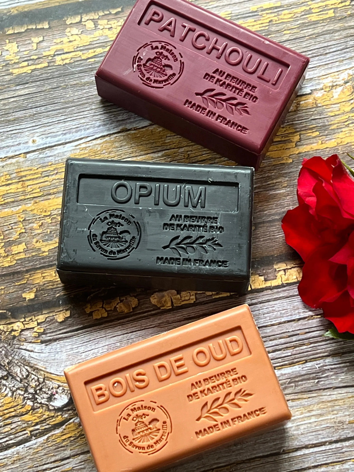 LA MAISON DU SAVON DE MARSEILLE Patchouli, Oud & Opium | Fragranced Marseille Soap with Shea Butter | 3 x 125g French Soaps UK